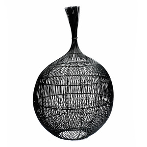Lampă suspendată neagră cu aplicații - The Wonton Floor Lamp, E27, Rattan small 2