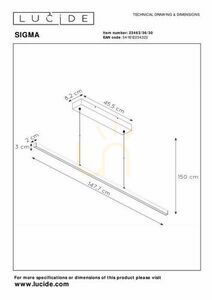 Pendul Lucide Sigma negru LED 36W 3000K 2250 lm 23463/36/30 small 1