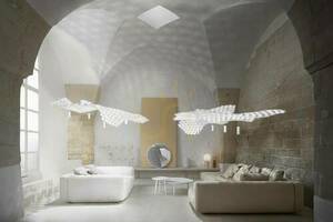 Slamp Nuvem Lampă suspendată cu un singur modul + spot luminos (fără baldachin) alb small 1