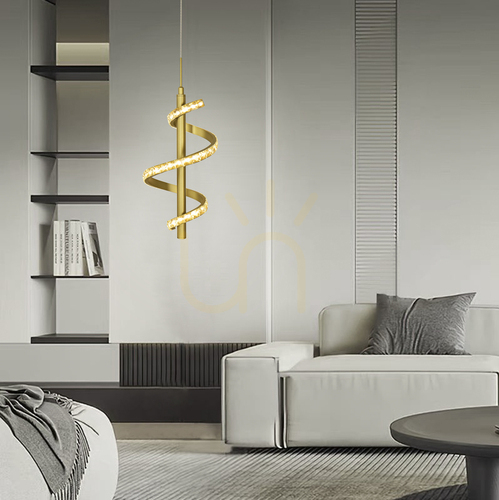Verifica CLARET Lampă suspendată Spiral single cu cristale decorative și variator click în trei trepte Aviano