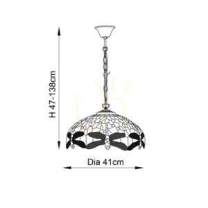 Lampă pendul Tiffany albastră Interiors Dragonfly 64080 small 2