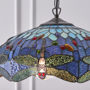 Lampă pendul Tiffany albastră Interiors Dragonfly 64080 small 6