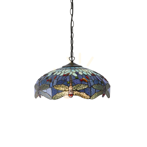 Verifica Lampă pendul Tiffany albastră Interiors Dragonfly 64080