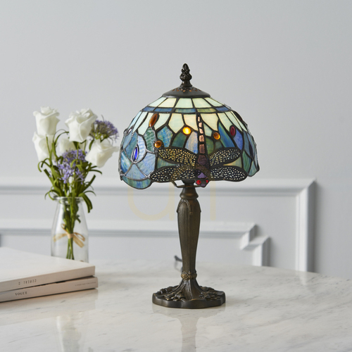 Verifica Lampă de masă Tiffany Dragonfly albastră Interiors 64088