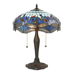 Lampă de masă Tiffany albastră Interiors Dragonfly 64089 small 0