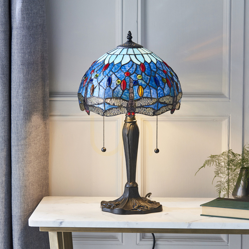 Verifica Lampă de masă Tiffany albastră Interiors Dragonfly 64090