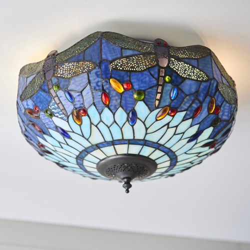 Verifica Dragonfly Tiffany albastru Plafond 70722 Interioare.
