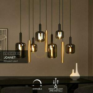 Lampă suspendată Lucide JOANET 45494/19/96 alamă, sticlă fumurie, modernă, 6xE27 3xGU10 small 1