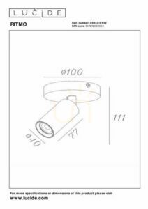 Plafon Lucide RITMO negru aluminiu 10 cm 09942/01/30 small 3
