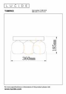 Plafonieră Lucide Tamino LED 3x5,6W negru 36 cm 74119/15/30 small 4