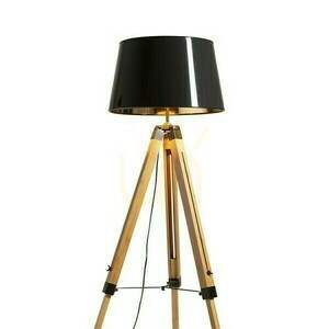 Lampă de podea Rendl ALVIS/RIDICK R14501 – bambus, abajur negru cu interior auriu small 1