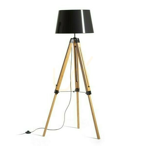 Verifica Alvis/Ridick Lampă de podea negru strălucitor aur/Bamboo/Negru 230 V Led E27 15 W.