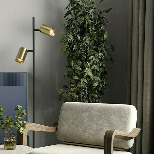 Verifica Flynn Ii Floor Standing Lamp Negru/Brass Brushed 230 V Led Gu10 2x9 W.