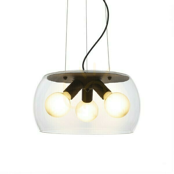 Vedere Amanda Lampă cu pandantiv negru mat sticlă transparentă 230 V Led E27 3x15 W. Amanda Lampă cu pandantiv negru mat sticlă transparentă 230 V Led E27 3x15 W.