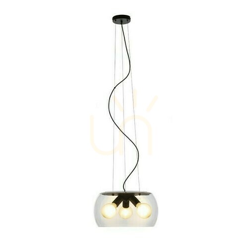 Verifica Amanda Lampă cu pandantiv negru mat sticlă transparentă 230 V Led E27 3x15 W.