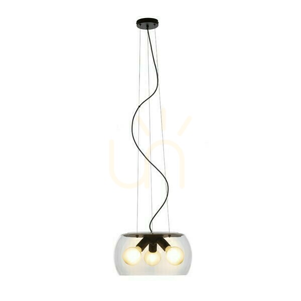 Verifica Amanda Lampă cu pandantiv negru mat sticlă transparentă 230 V Led E27 3x15 W. Amanda Lampă cu pandantiv negru mat sticlă transparentă 230 V Led E27 3x15 W.