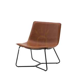Fotoliu lounge Gallery Direct Hawking maro din piele artificială cu cadru metalic negru small 4