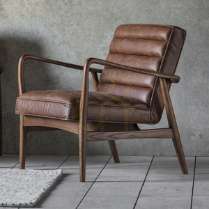 Fotoliu Datsun din piele maro vintage 70 × 76 × 80 cm – Gallery Direct small 1