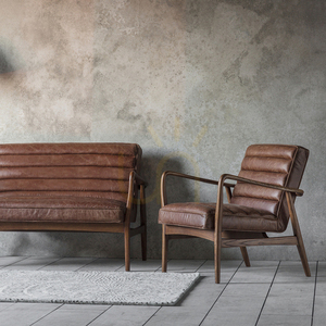 Fotoliu Datsun din piele maro vintage 70 × 76 × 80 cm – Gallery Direct small 2