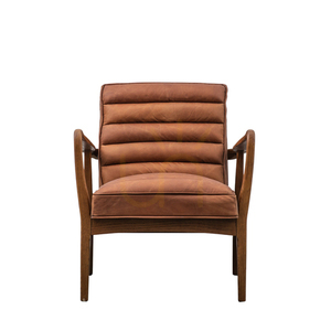 Fotoliu Datsun din piele maro vintage 70 × 76 × 80 cm – Gallery Direct small 0