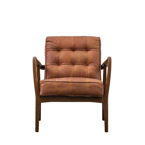 Verifica Fotoliu Gallery Direct Humber Vintage Brown din piele cu cadru din stejar