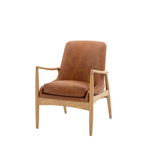 Fotoliu Gallery Direct Carrera piele maro cadru de stejar 68,5 × 72 × 82 cm small 4