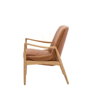 Fotoliu Gallery Direct Carrera piele maro cadru de stejar 68,5 × 72 × 82 cm small 5