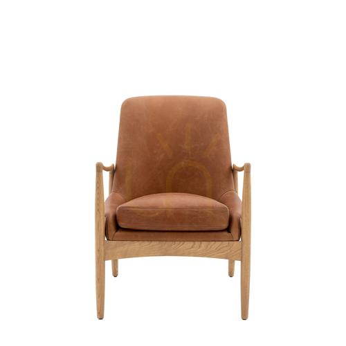 Verifica Fotoliu Gallery Direct Carrera piele maro cadru de stejar 68,5 × 72 × 82 cm