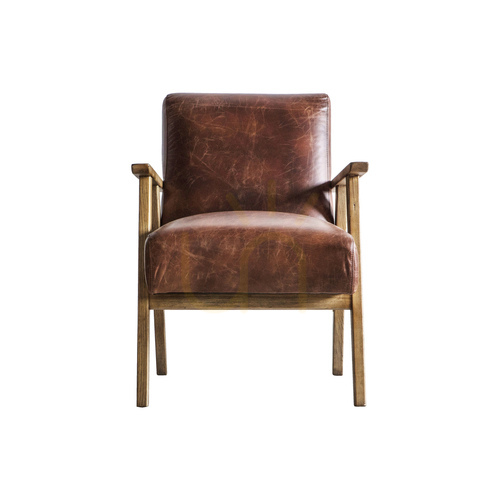 Verifica Fotoliu Gallery Direct Neyland din piele maro vintage, 61 cm