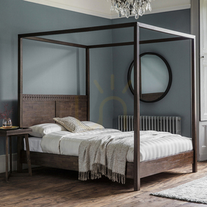 Pat cu baldachin Gallery Direct Boho Retreat, maro, 180 × 200 cm small 1