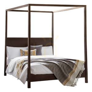 Pat cu baldachin Gallery Direct Boho Retreat, maro, 180 × 200 cm small 0