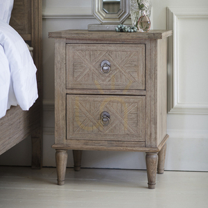 Noptieră Gallery Direct Mustique cu 2 sertare din lemn mindi natural, 50 × 40 × 66,5 cm small 1