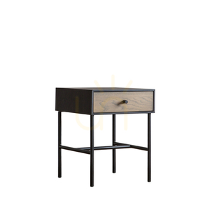 Noptieră Carbury cu 1 sertar, negru/natur, 40 × 40 × 50 cm, Gallery Direct small 5