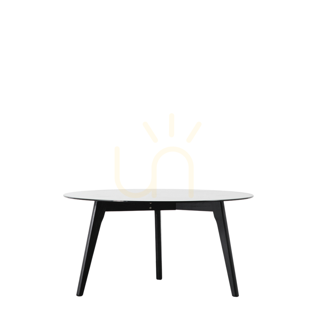 Verifica Masă de cafea rotundă Gallery Direct Blair negru stejar și sticlă fumurie 90 cm Masă de cafea rotundă Gallery Direct Blair negru stejar și sticlă fumurie 90 cm