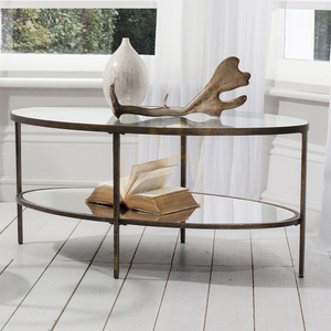 Măsuță de cafea ovală Gallery Direct Hudson din metal și sticlă, bronz antichizat, 112 × 61 × 51 cm small 4