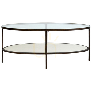 Măsuță de cafea ovală Gallery Direct Hudson din metal și sticlă, bronz antichizat, 112 × 61 × 51 cm small 0