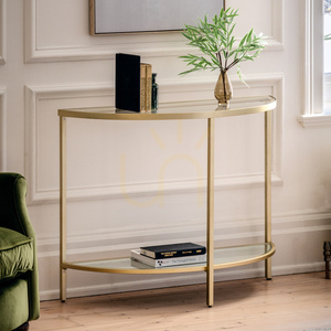 Consolă Gallery Direct Hudson șampanie demi-lune metal sticlă 100x35x75 cm small 1