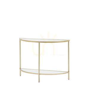 Consolă Gallery Direct Hudson șampanie demi-lune metal sticlă 100x35x75 cm small 4