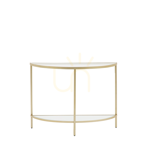 Verifica Consolă Gallery Direct Hudson șampanie demi-lune metal sticlă 100x35x75 cm