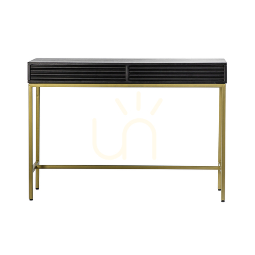Verifica Consolă Gallery Direct Ripple 2 sertare negru/auriu lemn de mango 110x40x78 cm