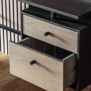 Birou Gallery Direct Carbury 2 sertare negru/natural MDF stejar 130x50x75 cm 2 Birou Gallery Direct Carbury 2 sertare negru/natural MDF stejar 130x50x75 cm small 2