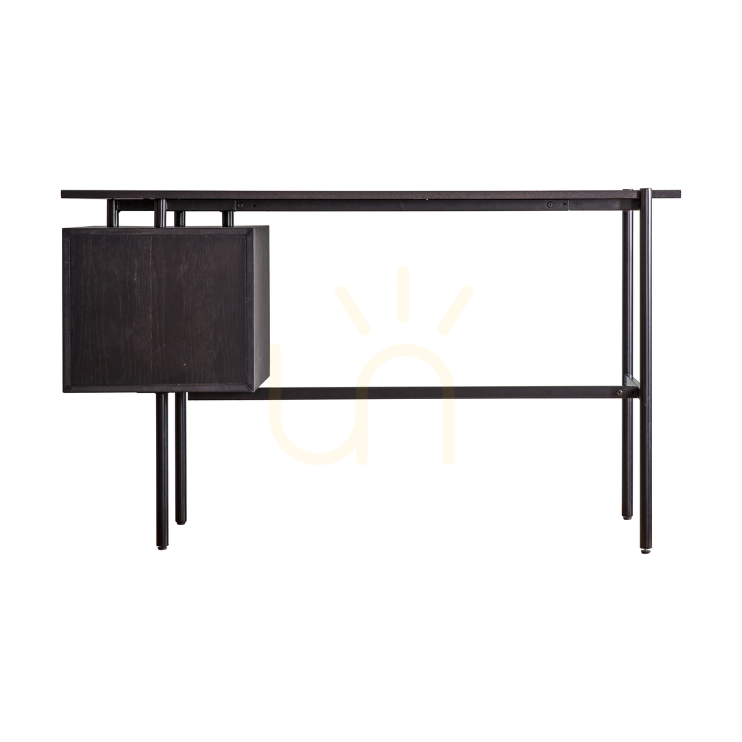 Afişa Birou Gallery Direct Carbury 2 sertare negru/natural MDF stejar 130x50x75 cm Birou Gallery Direct Carbury 2 sertare negru/natural MDF stejar 130x50x75 cm