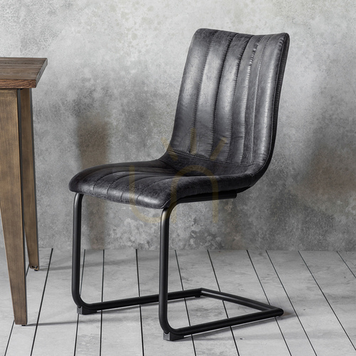 Verifica Scaune de dining Gallery Direct Edington, gri, piele ecologică, set de 2