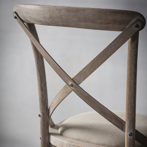 Set 2 scaune Gallery Direct Cafe cu spătar încrucișat, stejar spălat și textil natural small 2