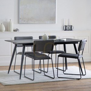 Masă dining Gallery Direct Astley negru 160x90 cm MDF furnir stejar fier small 1