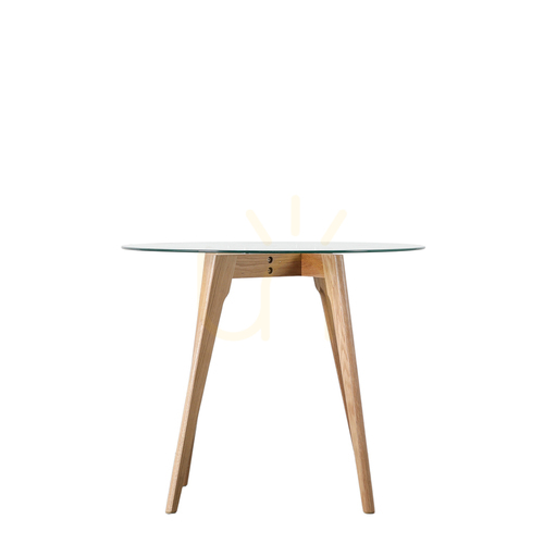 Verifica Masă dining rotundă Gallery Direct Blair 90 cm stejar natur sticlă transparentă