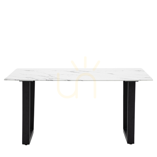 Verifica Masă de luat masa Gallery Direct Davidson albă 160x90 cm sticlă efect marmură fier
