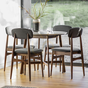 Masă rotundă dining Gallery Direct Barcelona 90 cm acacia marmură închisă 5056272006535 small 1