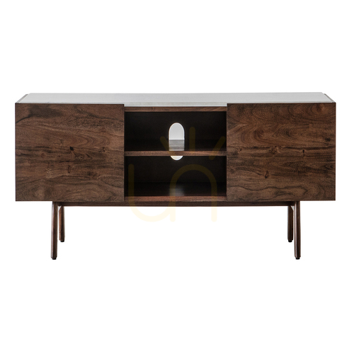 Verifica Dulap media Gallery Direct Barcelona, acacia închisă cu blat din marmură, 136 cm 5056272006559