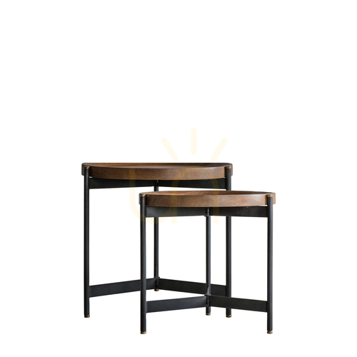 Verifica Set 2 mese mici Gallery Direct Dakota, lemn de mango si metal negru, 55x55x52 cm